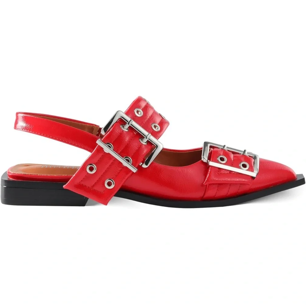 Buckle Ballet Block Flats - Picture 3 of 8